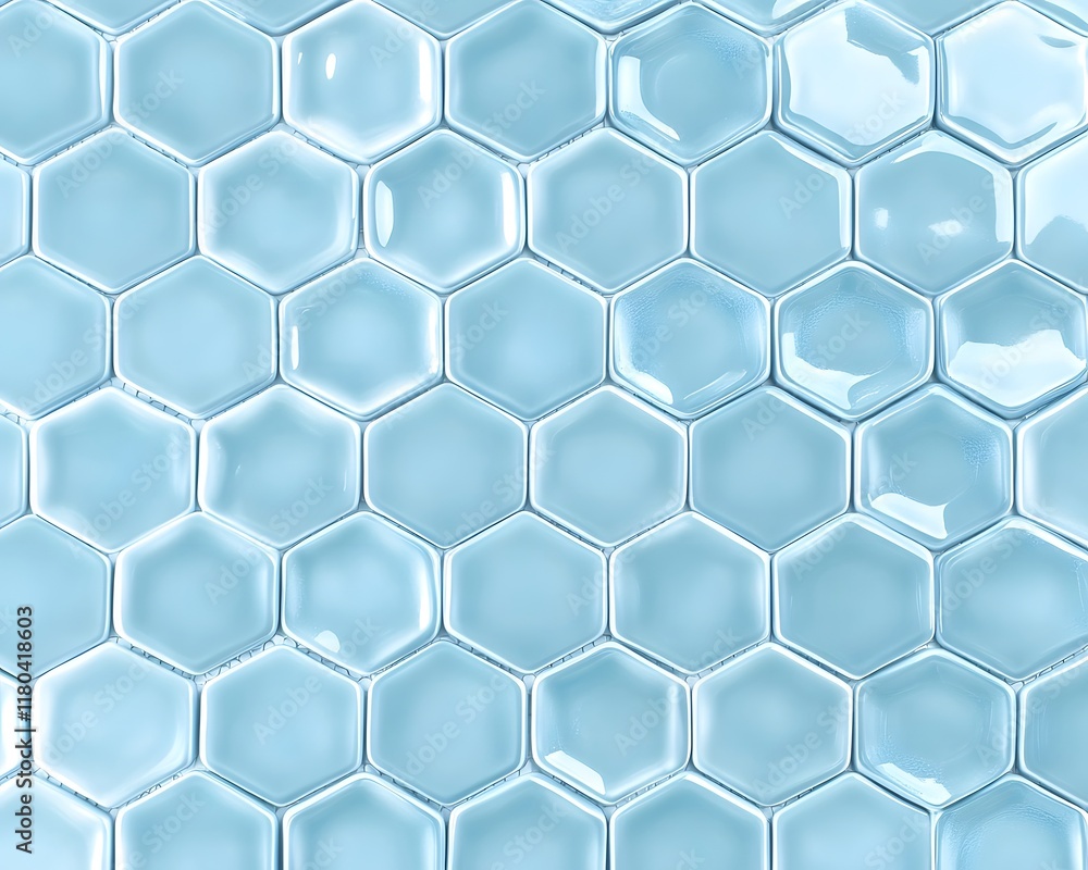 Aufkleber light blue glossy hexagonal tile pattern
