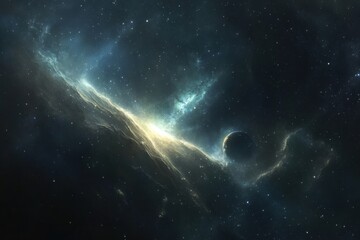 Cosmic wonder: A nebula's glow illuminates a dark expanse of space.
