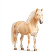 Fototapeta premium A majestic palomino Connemara Pony standing proudly, showcasing its beautiful golden coat and long flowing mane, evoking grace and strength.