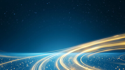 Obraz premium Blue starry sky glowing lines technology background