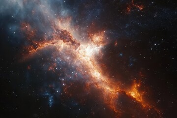 Obraz premium Fiery Nebula in Deep Space