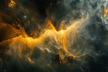 Obraz premium Cosmic Nebula in Golden Hues