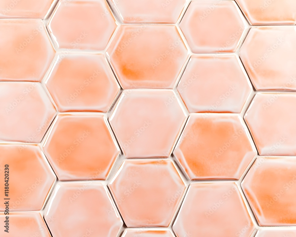 Aufkleber peach hexagonal tile pattern