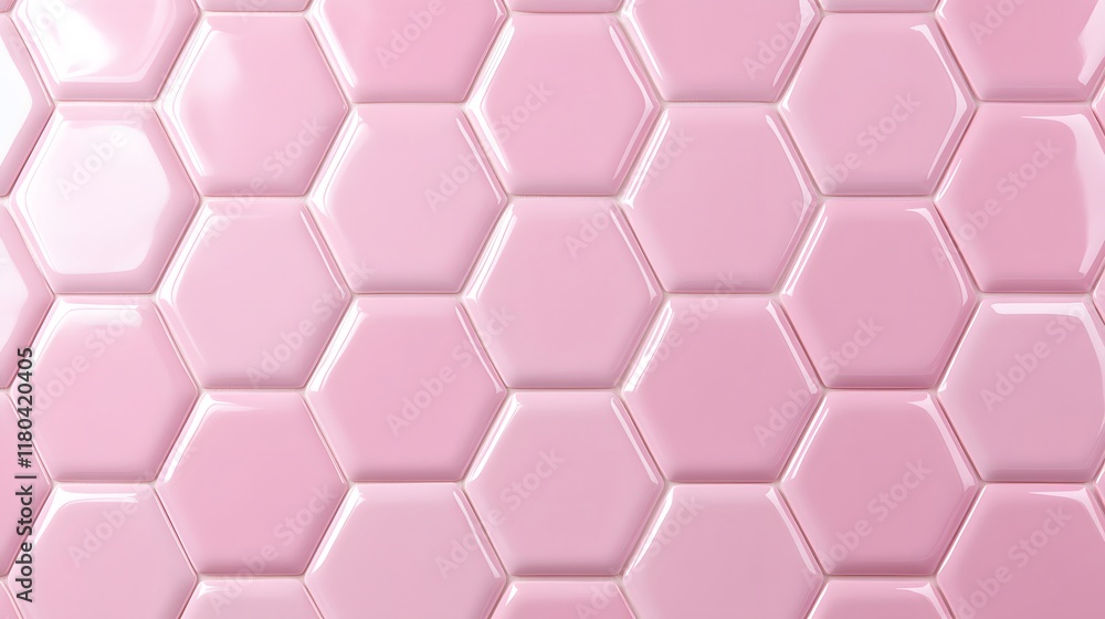 Poster pink hexagonal tile pattern