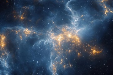 Fototapeta premium Cosmic Nebula: A vibrant swirl of blue and gold.
