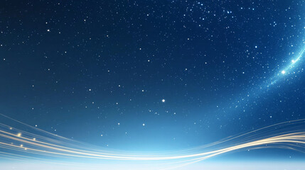 Fototapeta premium Blue starry sky glowing lines technology background