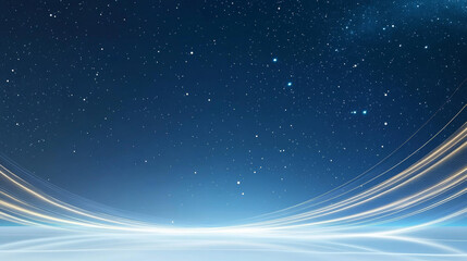 Blue starry sky glowing lines technology background