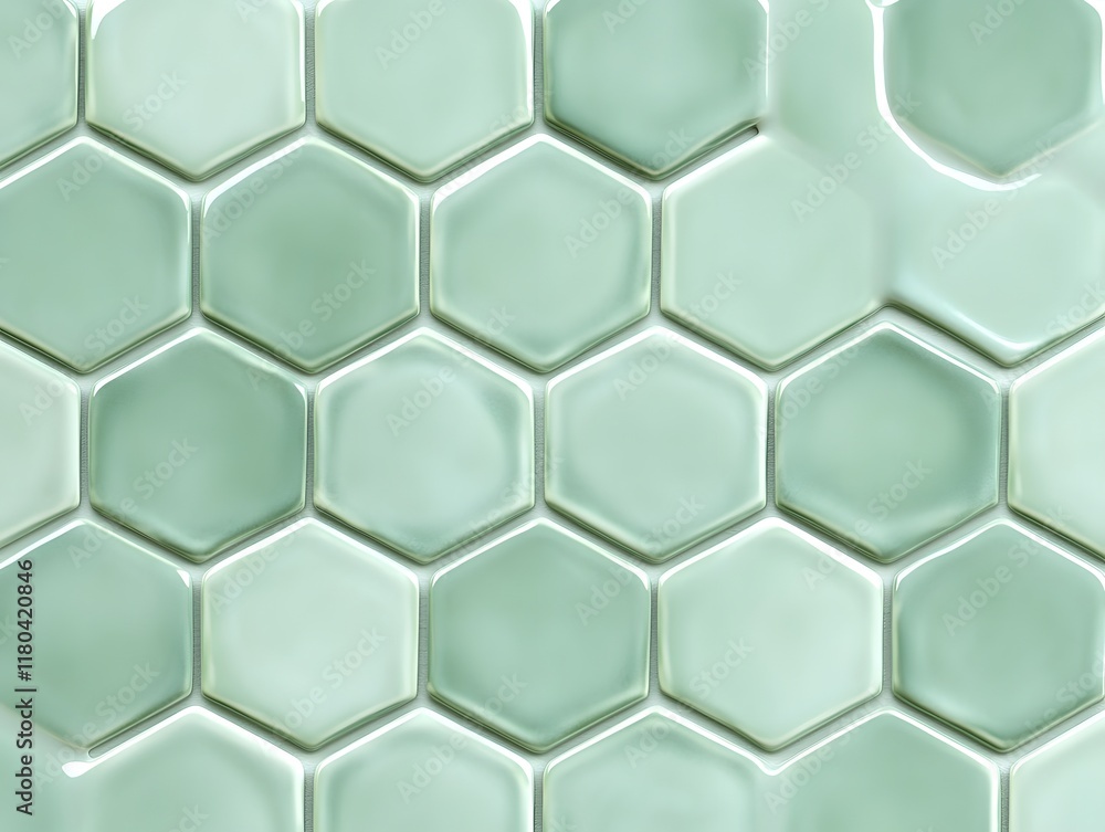 Poster pale green hexagonal tile pattern