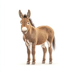 Obraz premium A realistic depiction of a playful donkey, showcasing its distinctive features and charming personality against a simple background.