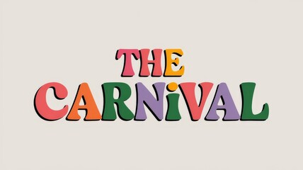 Colorful phrase Carnival written on a white background with falling confetti, concept of celebration and festivity