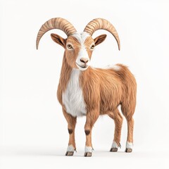 A realistic illustration of a Oberhasli goat featuring prominent horns and textured fur, perfect for nature-themed projects.