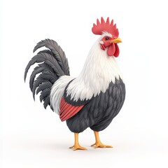 Fototapeta premium A realistic illustration of a proud Marans chicken standing tall, showcasing vibrant feathers and a striking red comb.