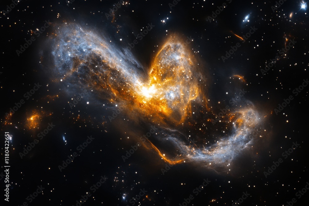 Wall mural cosmic dance: a vibrant nebula swirls in a mesmerizing display of color and light.