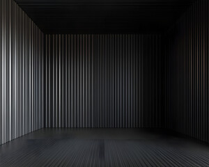 Empty Room with Corrugated Metal Walls and Floor