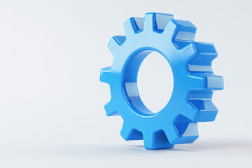 vibrant blue gear icon symbolizing innovation and technology, floating gracefully