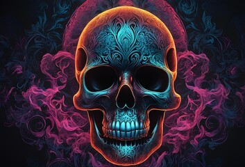 妖しい頭蓋骨の装飾イラスト背景