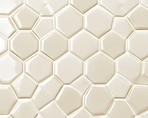 Fototapeta premium Beige Glossy Hexagonal Tile Pattern