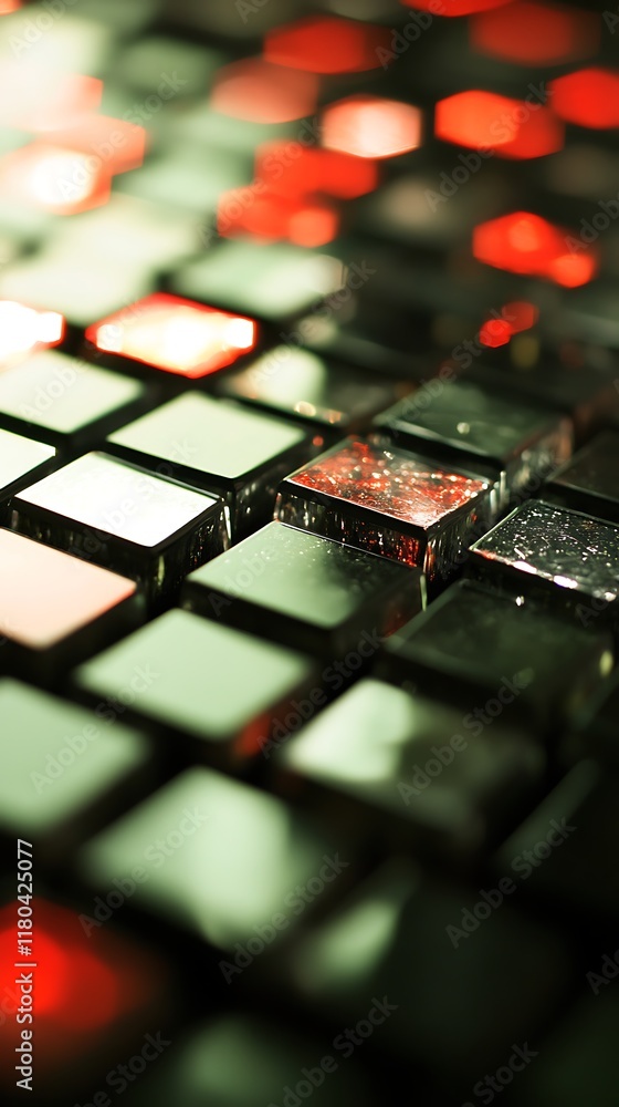 Poster green and orange cubic geometric shapes with an abstract background and dynamic design elements for 