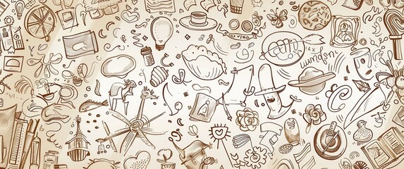 A delightful collection of hand-drawn doodles, intricate and detailed elements evoke creativity and artistic expression.