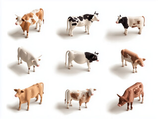 Fototapeta premium 9 icônes de vaches en 3D sur fond blanc