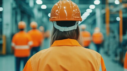 Worker in orange safety helmet and vest standing in an industrial facility highlighting the importance of workplace accident prevention and hazard mitigation campaigns