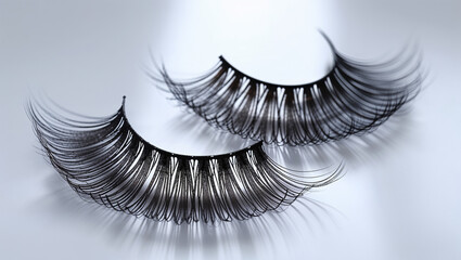 Two pairs of dramatic, fluffy false eyelashes on a white background.