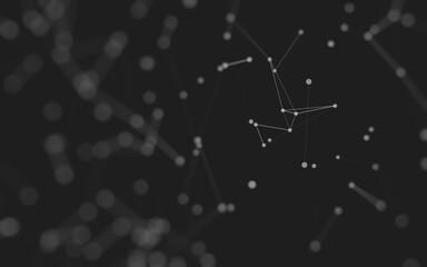 Abstract background. Molecules technology with polygonal shapes, connecting dots and lines. Connection structure. Big data visualization.