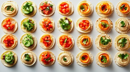 Delicious Mini Tacos Appetizer Variety Colorful Savory Bites Perfect Party Food