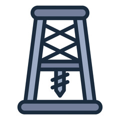 Land oil drilling rig filled line icon representing onshore oil extraction operations