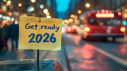 A photo of the text Get ready 2026 written on a sticky note