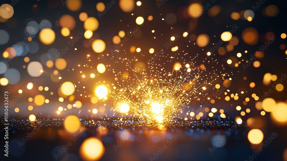 Poster sparkling lights creating magical atmosphere with glowing particles in a dark background