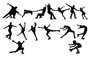 Skating Men Women Sports Silhouette Vector Pack graphic drawing illustration for stickers, streetwear, t-shirts, logos, print-on-demand, print, or branding