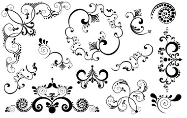 Vintage Ornament: a collection of decorative vintage ornaments in a black and white motif. These ornate patterns would make great design element additions to any artistic layout.
