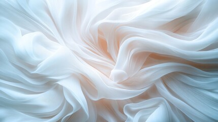 Obraz premium Delicate, ethereal white fabric swirls softly, creating a visual symphony of light and shadow in a gentle embrace.