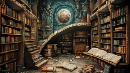 Enchanted Library: A Realm of Old Books and Literary History