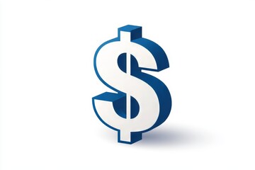 Fototapeta premium Blue and white 3d dollar sign on white background