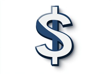 Obraz premium 3d blue and white dollar sign symbol on white background