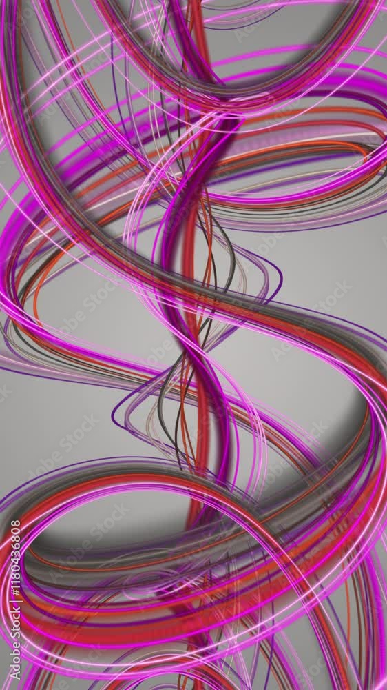 Poster fantastic vertical video animation with stripe wave object in slow motion, 2304x4096 loop 4k