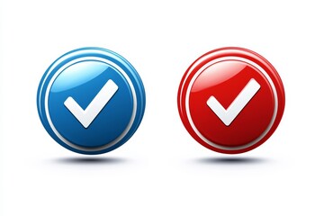 Blue and red checkmark icons on white background