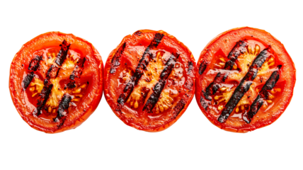 Tasty grilled tomatoes white background 