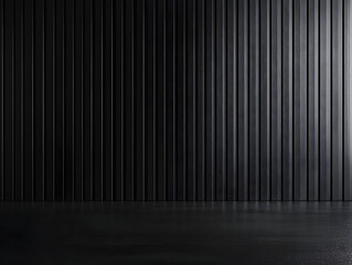 Black Vertical Grooved Wall and Dark Gray Floor