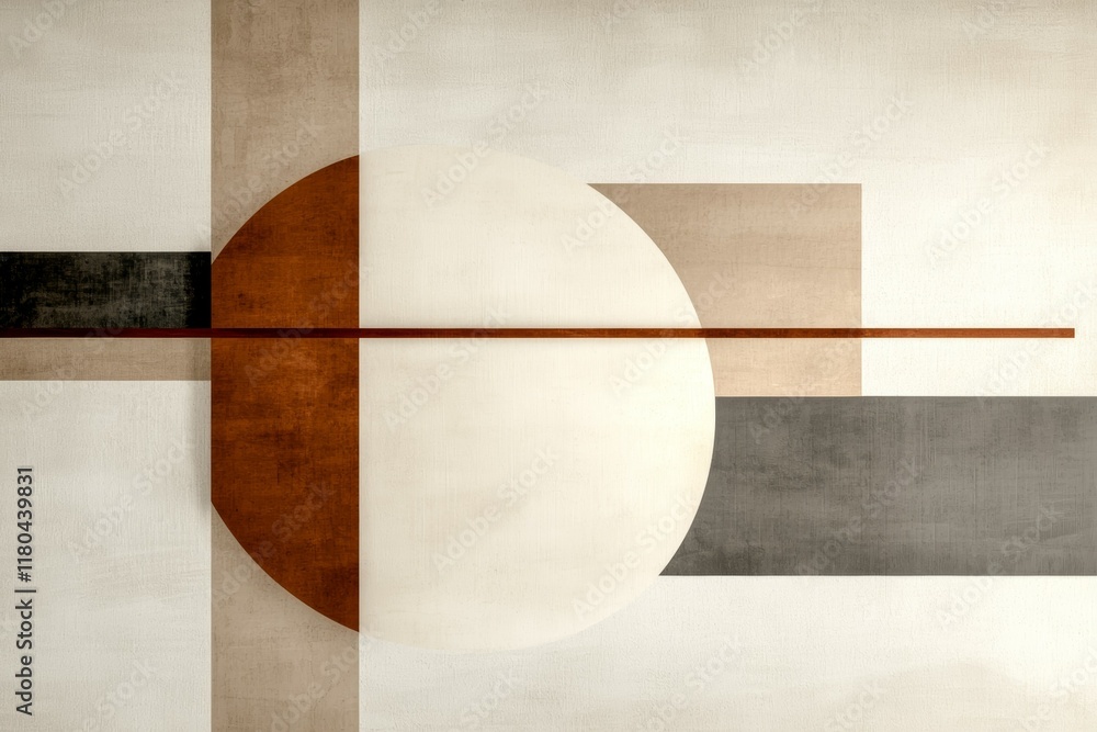 Poster painting of a circle with a square and a triangle in the middle