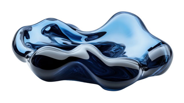 Abstract black fluid glass transparent background