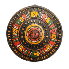 Obraz premium Cultural artwork display indigenous art gallery decorative shield vibrant colors close-up view heritage significance