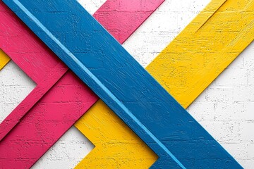 Colorful striped wall with a blue line in the middle