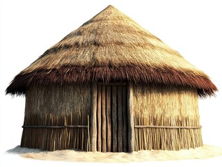 Traditional thatched hut construction coastal village architectural design natural environment ground level cultural heritage