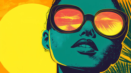 Illustrative albedo solarium animated retro neon. Solarchime. Illustration
