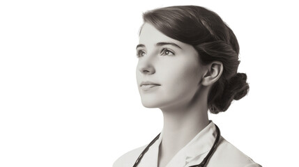 Portrait of young female doctor isolated on white background