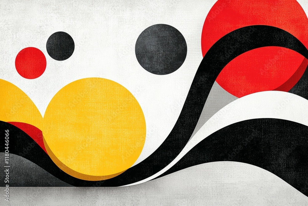 Aufkleber painting of circles and lines with a black and red background