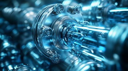 Obraz premium Polished Metal and Glass Industrial Machinery Component
